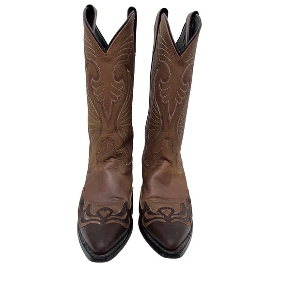 Laredo Womens Brown Leather Vintage Western Cowgirl Boots US 7.5M Pull On USA - Picture 3 of 11